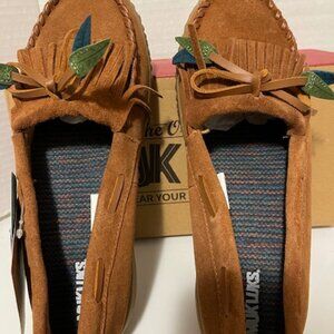 Muk Luks suede loafers.